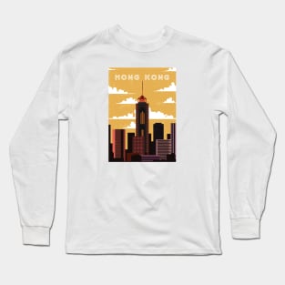 Hong Kong. Retro travel poster Long Sleeve T-Shirt